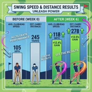 8-illustration-7-golf-speed-training-system: A comparison chart that visualizes dramatic results and distance gains after implementing a dedicated golf speed training system.